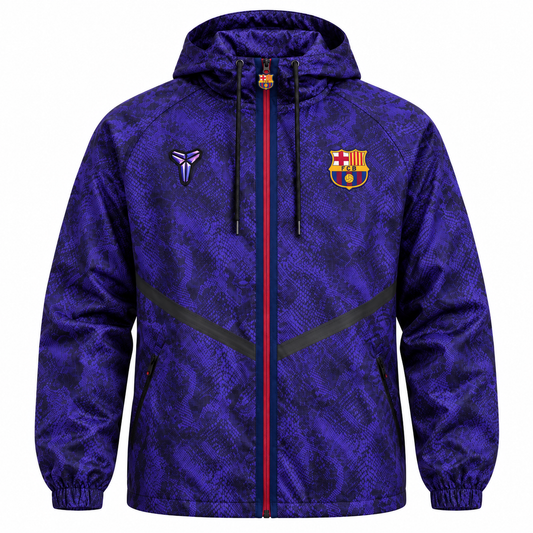 FC Barcelona x Kobe Bryant Purple Snake-Skin Pattern Windbreaker Hoodie – Full-Zip Long Sleeve