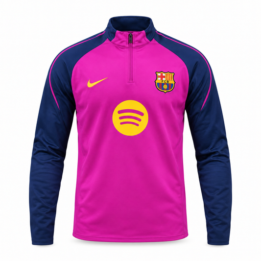 Magenta & Navy Football Training Top – Quarter Zip Long Sleeve