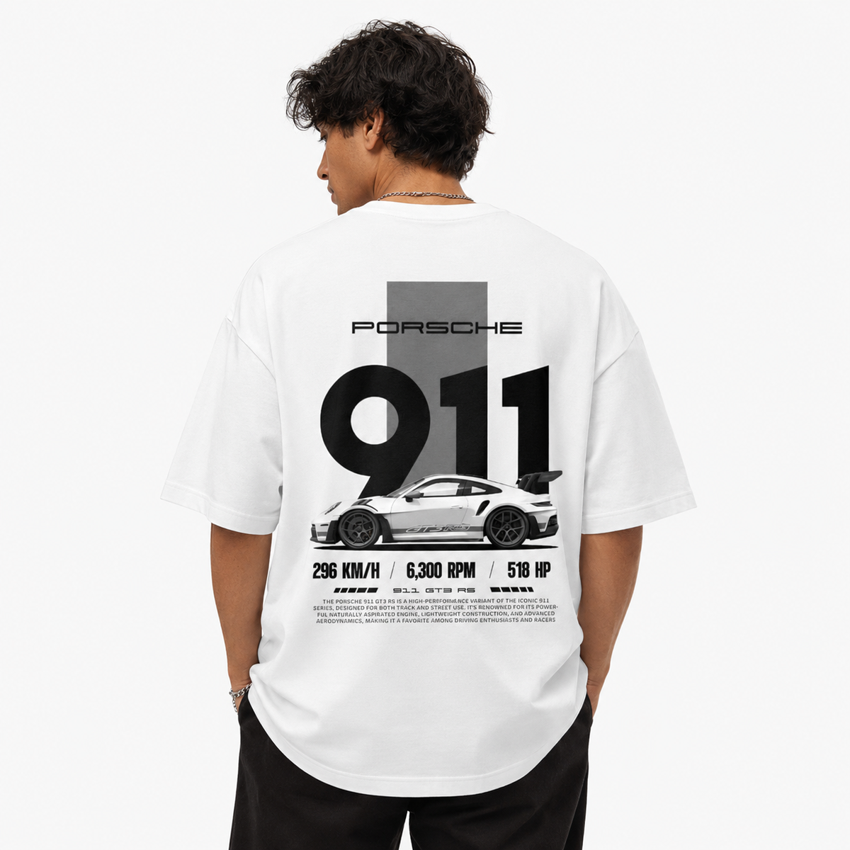 911 Motorsport Graphic Oversized T-Shirt – White