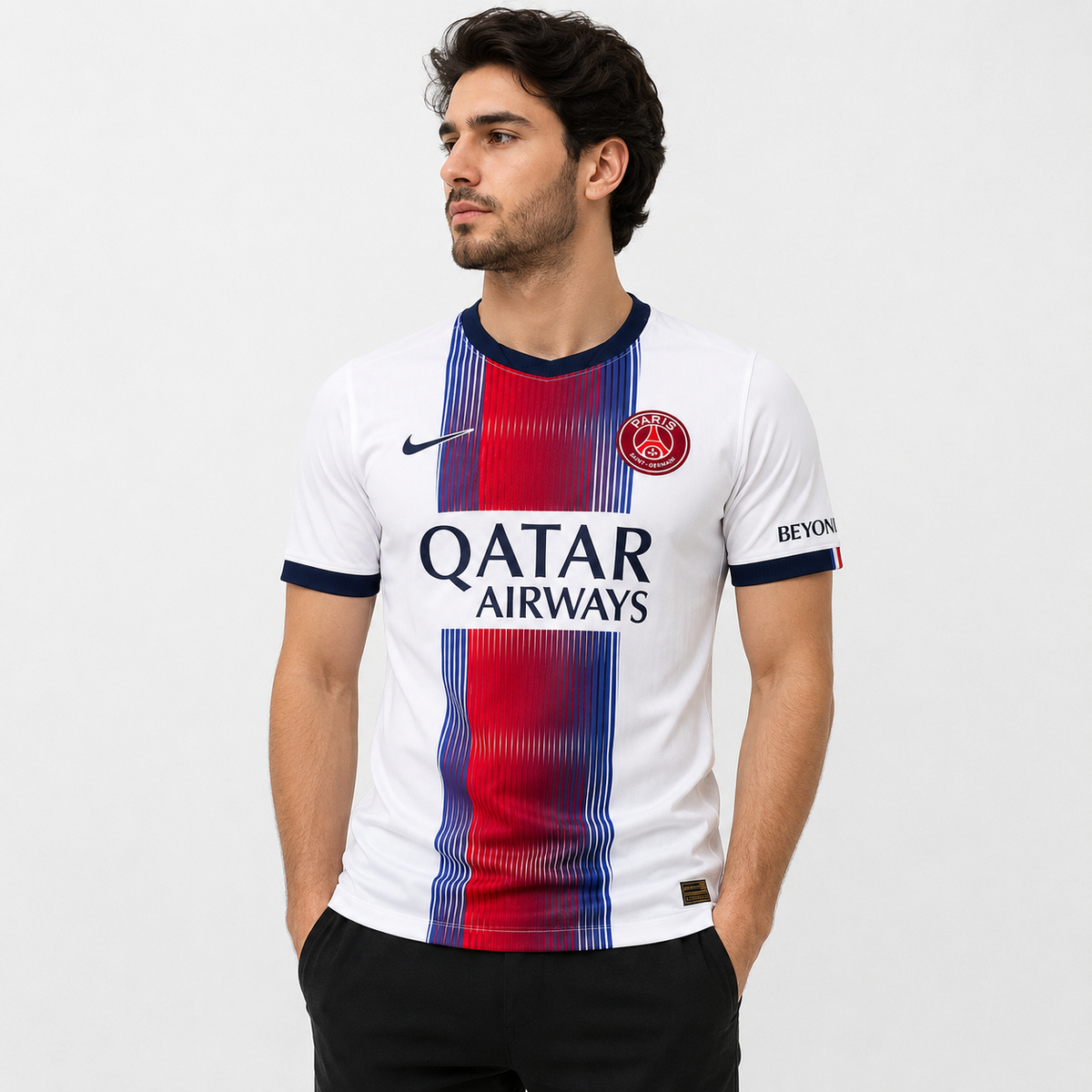 PSG Premium White Football Jersey – Qatar Airways Edition