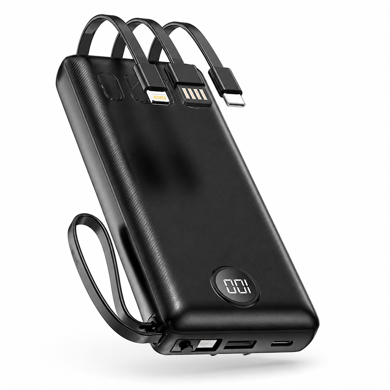 10000mAh 15W Fast Charging Power Bank – 4 Outputs with Built-in Cables (A305)