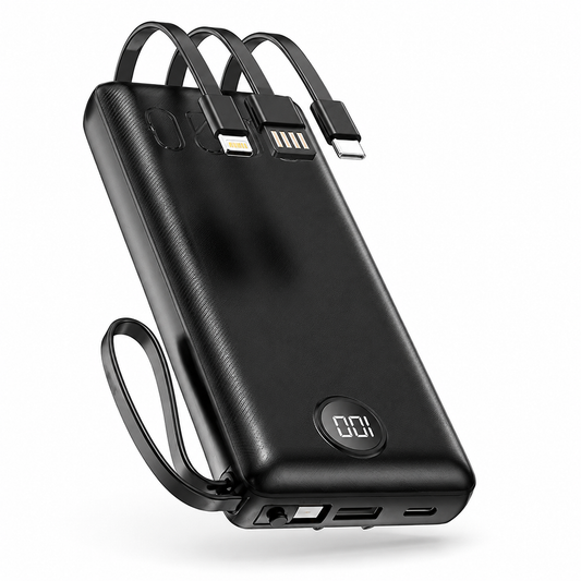 10000mAh 15W Fast Charging Power Bank – 4 Outputs with Built-in Cables (A305)