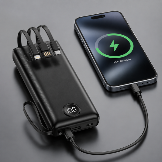 10000mAh 15W Fast Charging Power Bank – 4 Outputs with Built-in Cables (A305)