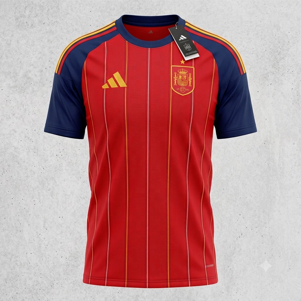 Spain Red & Navy Premium Football Jersey