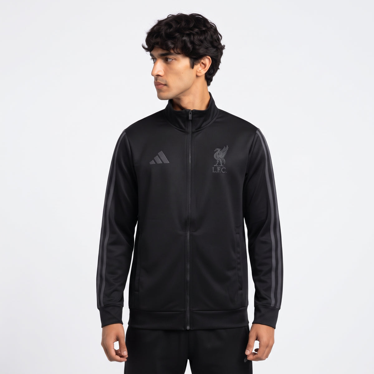 Black Liverpool Training Track Jacket – Full-Zip Long Sleeve