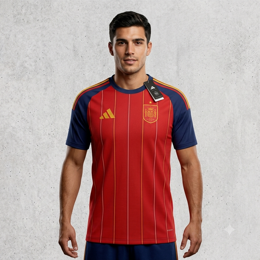 Spain Red & Navy Premium Football Jersey