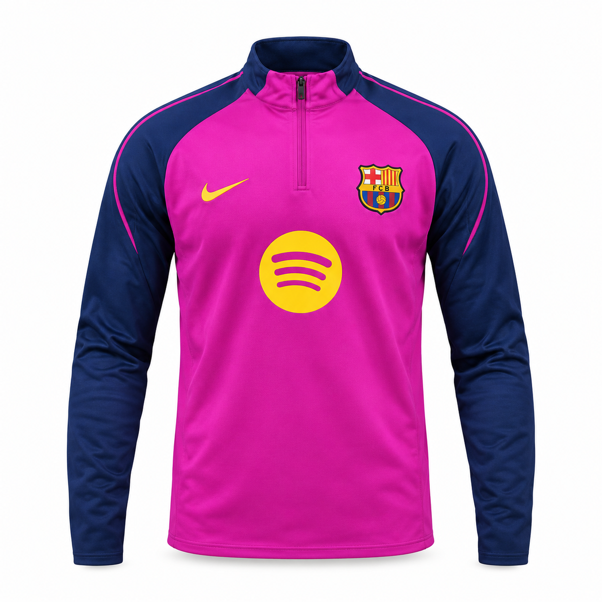 Magenta & Navy Football Training Top – Quarter Zip Long Sleeve